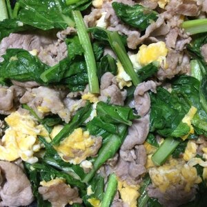 豚肉と小松菜と卵炒め